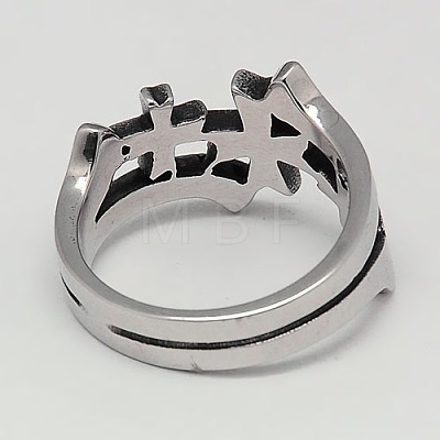Personalized Retro 304 Stainless Steel Cross Rings for Men RJEW-F006-116-1