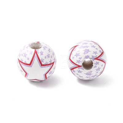 Independence Day Themes Wood European Beads WOOD-I014-01F-1