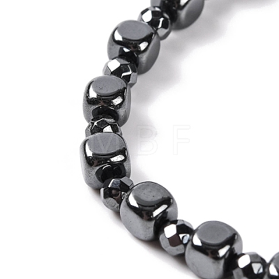 Faceted Round & Cube Synthetic Non-Magnetic Hematite Beaded Bracelets for Women BJEW-Q345-05-1