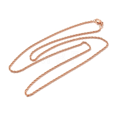 2mm Rack Plating Brass Rope Chain Necklaces for Women Men MAK-L044-59RG-1