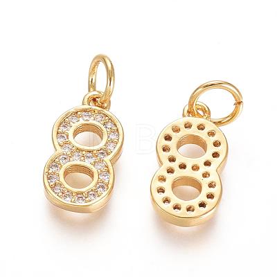 Brass Micro Pave Clear Cubic Zirconia Charms ZIRC-L092-08-G-1