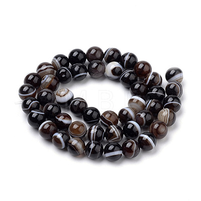 Natural Black Agate Beads Strands X-G-S259-04A-6mm-1