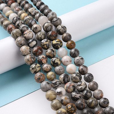 Natural Map Stone/Picasso Stone/Picasso Jasper Beads Strands G-D481-09-1