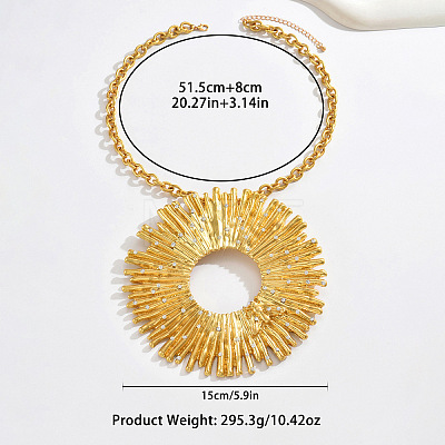 Exaggerated Alloy Crystal Rhinestone Sun Big Pendant Necklaces for Women WG395AB-01-1