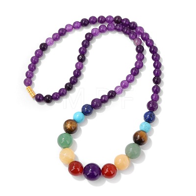 Natural Amethyst Graduated Beaded Round Necklaces PW-WG1AD39-03-1