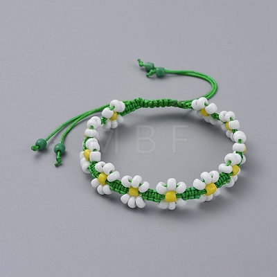 Adjustable Wreath Braided Bead Bracelets BJEW-JB05032-1