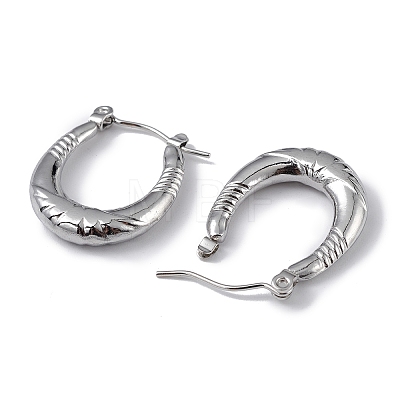 Non-Tarnish 304 Stainless Steel Oval Hoop Earrings for Women EJEW-I284-09P-1