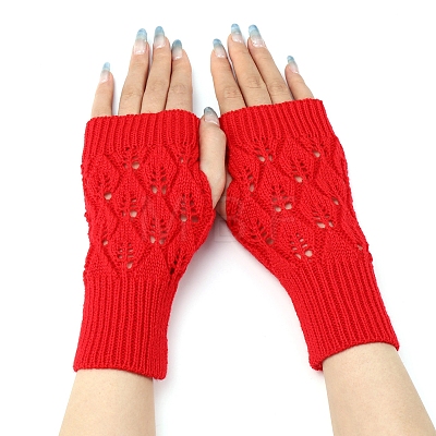 Warm Knitted Acrylic Fiber Half Sleeve Gloves PW-WGFF8D0-09-1