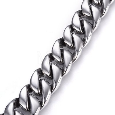 304 Stainless Steel Curb Chains Bracelets BJEW-E346-19P-1