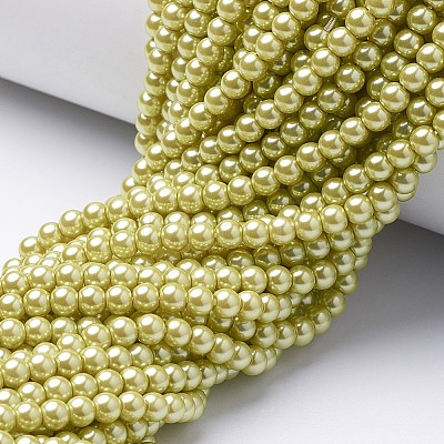 Eco-Friendly Dyed Glass Pearl Round Bead Strands HY-A002-4mm-RB105-1