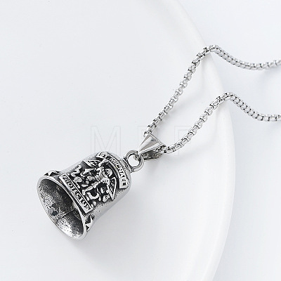 Vintage 304 Stainless Steel Archangel Saint Michael Bell Pendant Necklaces for Women DL5649-1
