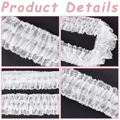 Gorgecraft 2 Yards 3 Layer Polyester Organza Ruffled Pleated Lace Flower Fabric Trim OCOR-GF0003-31A-1