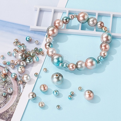 497Pcs 5 Style Rainbow ABS Plastic Imitation Pearl Beads OACR-YW0001-09A-1