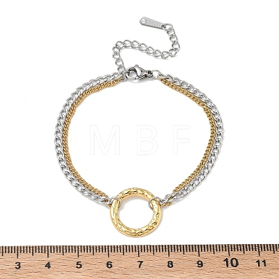 Two Tone 304 Stainless Steel Curb Chain Double Layers Bracelets BJEW-P396-01B-A-1