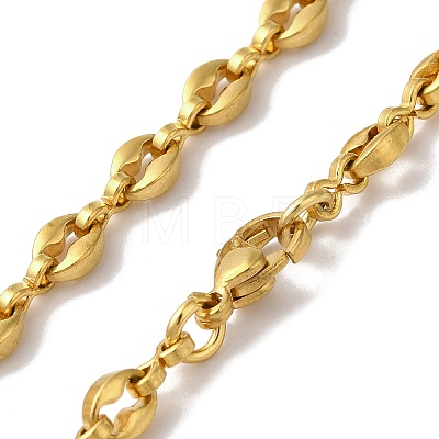 Ion Plating(IP) 304 Stainless Steel Coffee Bean Chain Necklaces for Women or Men NJEW-A029-01A-G-1