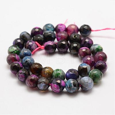 Faceted Natural Fire Crackle Agate Beads Strands G-F447-10mm-A07-1