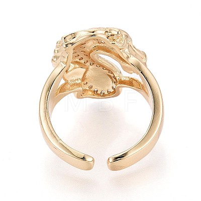 Brass Micro Pave Cubic Zirconia Cuff Open Rings KK-T080-36G-1
