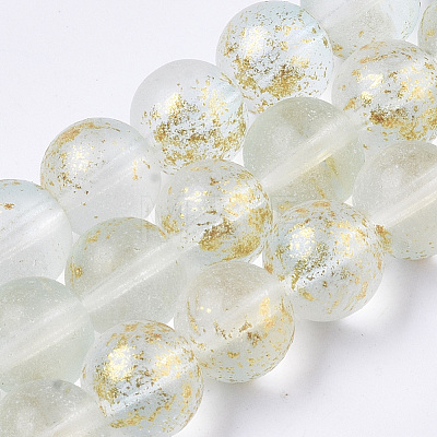 Frosted Spray Painted Glass Beads Strands GLAA-N035-03D-C09-1