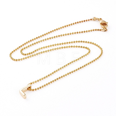 Golden Plated Brass Initial Pendant Necklaces NJEW-JN03299-01-1