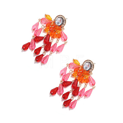 Zinc Alloy Acrylic Teardrop Tassel Stud Earrings for Women WGB9C49-02-1