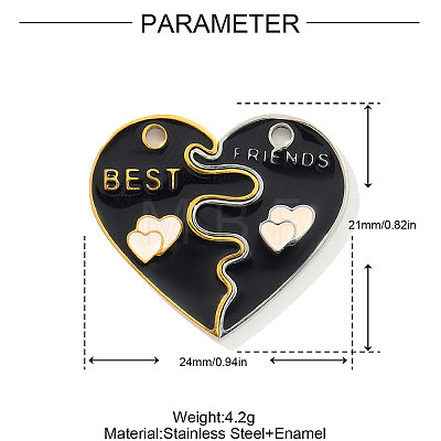 304 Stainless Steel Enamel Pendants STAS-OY003-24GP-1