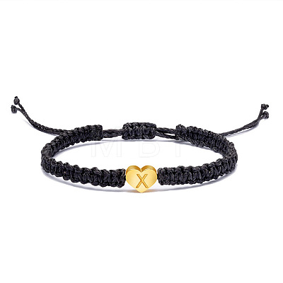 Alloy Heart with Letter Pattern Bead Braided Bead Bracelets FS-WGEB992-24-1
