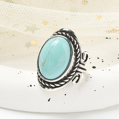 Synthetic Turquoise Adjustable Rings RJEW-I108-01AS-08-1