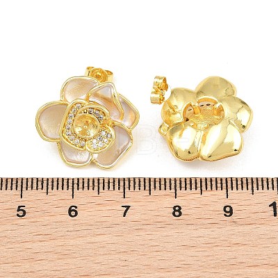 Brass Micro Pave Cubic Zirconia Stud Earring Findings CU-CBAA5EE-04G-02-1