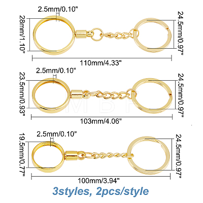 6Pcs 3 Style Zinc Alloy Medallion or Coin Holder Keychain KEYC-AR0001-07-1