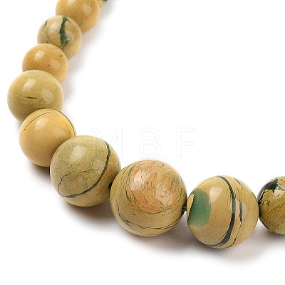 Natural Dragon Veins Agate Round Beads Bracelets & Necklaces Sets SJEW-L132-16-1