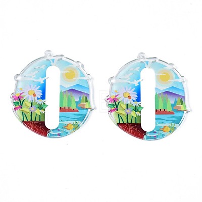 Transparent Printed Acrylic Big Pendants OACR-N133-017-1