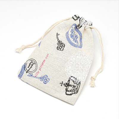 Printed Polycotton(Polyester Cotton) Packing Pouches Drawstring Bags ABAG-T004-10x14-14-1