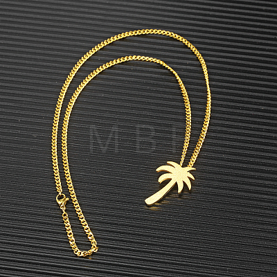 Hip Hop Stainless Steel Sandblasted Palm Tree Pendant Necklaces for Men DF1150-1-1