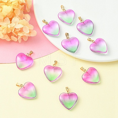 Two Tone Transparent Glass Pendants GLAA-YW0003-02A-1