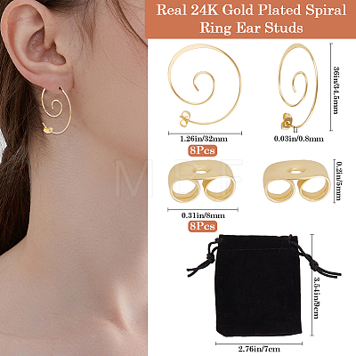 4 Pairs Brass Ear Studs EJEW-BBC0001-48-1