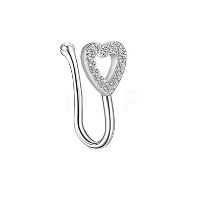 304 Stainless Steel Micro Pave Clear Cubic Zirconia Clip on Nose Rings WGD6E17-04-1