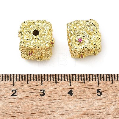 Brass Micro Pave Cubic Zirconia Beads KK-D224-10G-1