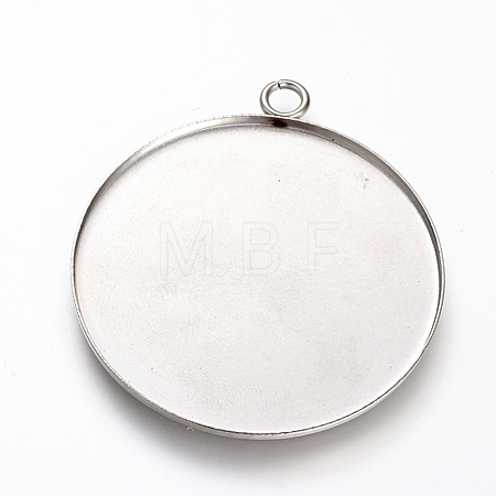 Non-Tarnish 201 Stainless Steel Pendant Cabochon Settings X-STAS-T004-015-1