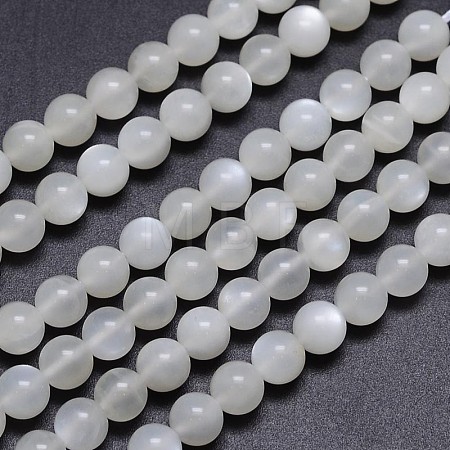 Natural White Moonstone Round Bead Strands G-M262-6mm-04-1