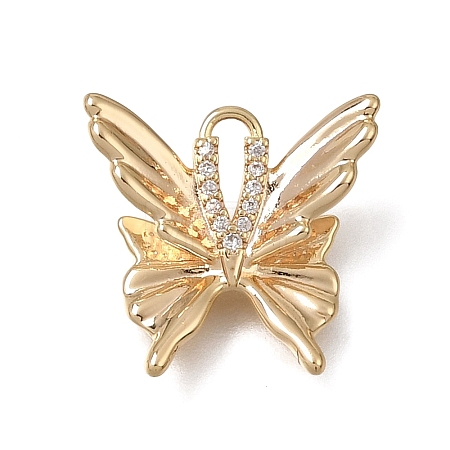 Brass Micro Pave Clear Cubic Zirconia Pendants KK-N290-23G-1