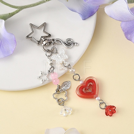 Alloy & Acrylic & Glass Pendant Decorations HJEW-YW00436-01-1