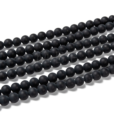 Dyed & Heated Natural Black Agate Bead Strands X-G-H056-6mm-1