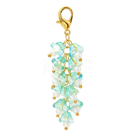 Trumpet Flower Glass Pendant Decorations HJEW-YW0001-02A-1