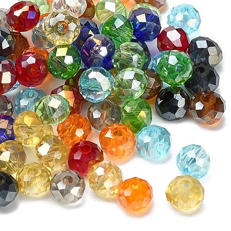 Electroplate Faceted Rondelle AB Color Plated Transparent Glass Beads GLAA-R152-8mm-M2-1