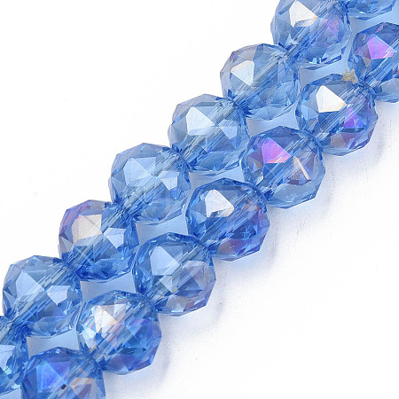 Electroplate Transparent Glass Beads Strands X-EGLA-N002-34B-C05-1