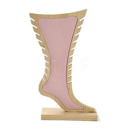 Foot Shaped Bamboo Anklet Storage Jewelry Rack ODIS-G018-01D-1