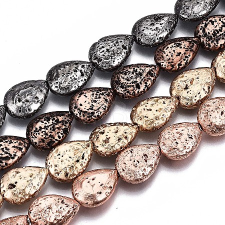 Electroplated Natural Lava Rock Bead Strands G-T131-87-1