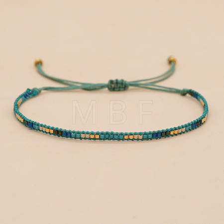 Bohemian Braided Adjustable Glass Seed Beaded Bracelets EX8332-7-1