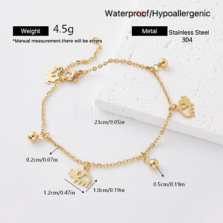 Summer 304 Stainless Steel Charm Anklets with Tiny Ball for Women GN4160-3-1