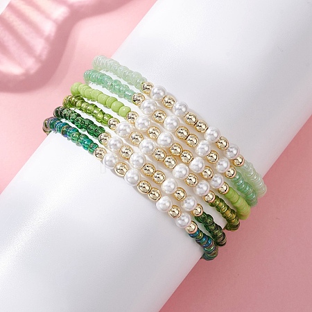 Glass Bead Bracelets BJEW-JB12957-1